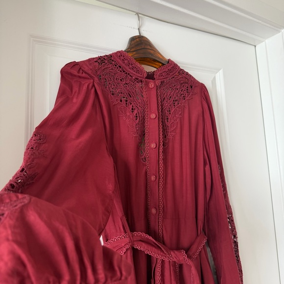 Farm Rio Long Sleeve Lace Detail Mini Dress - Picture 2 of 9